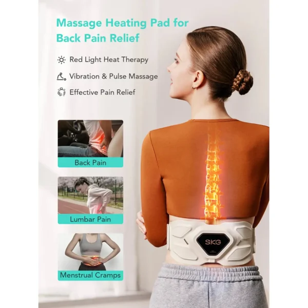 SKG Lower Back Massager with Heating Pad Infrared Lumbar Belt – W9 PRO - Image 4