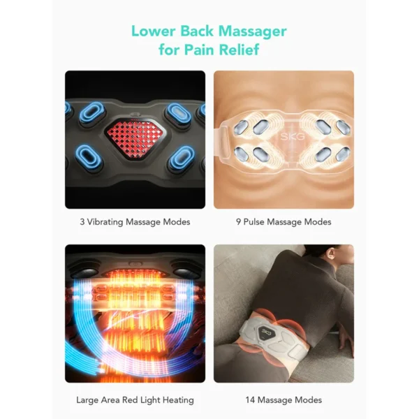 SKG Lower Back Massager with Heating Pad Infrared Lumbar Belt – W9 PRO - Image 5