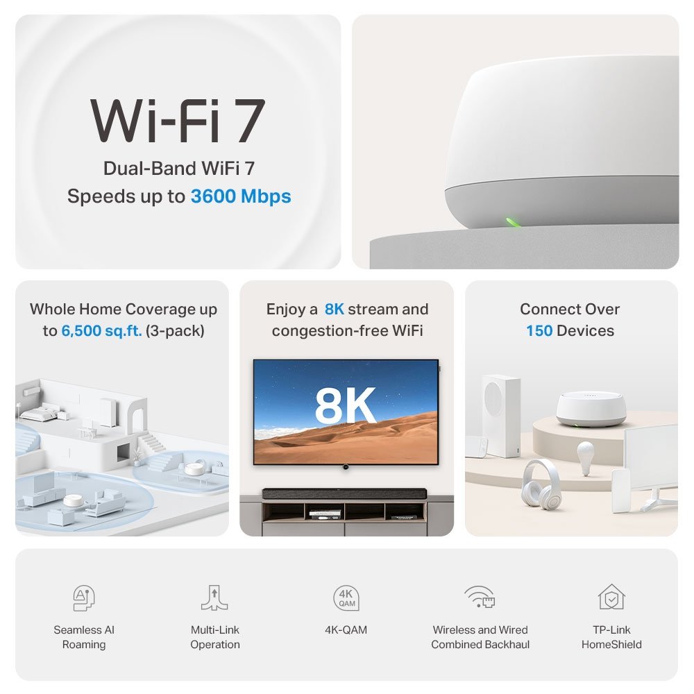 TP-LINK Deco BE22 BE3600 Whole Home Mesh WiFi 7 System(1Pack) - Image 7